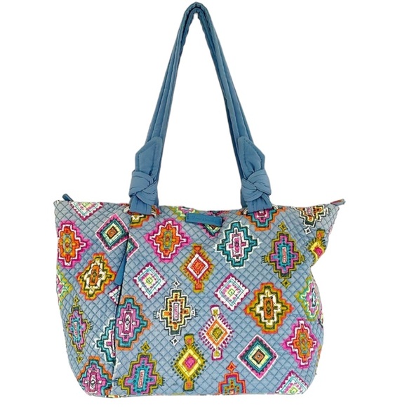 Vera Bradley colorful gray abstract tribal print quilted shoulder bag - Picture 1 of 15